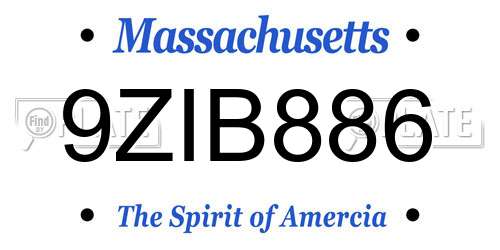 9ZIB886 Massachusetts License Plate