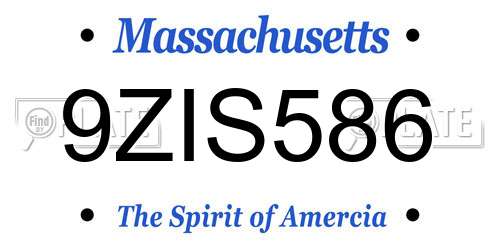 9ZIS586 Massachusetts License Plate