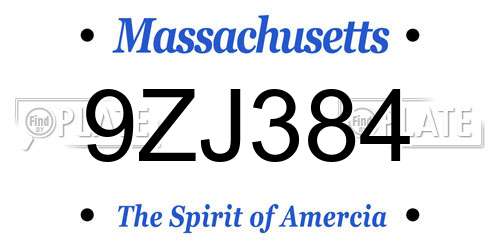 9ZJ384 Massachusetts License Plate