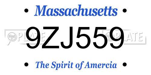 9ZJ559 Massachusetts License Plate
