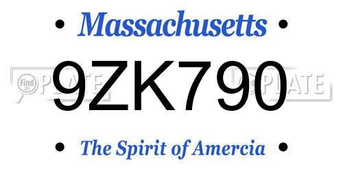 9ZK790 Massachusetts License Plate