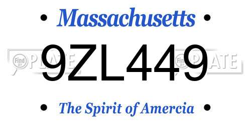 9ZL449 Massachusetts License Plate
