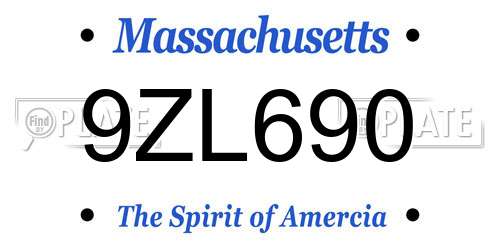 9ZL690 Massachusetts License Plate