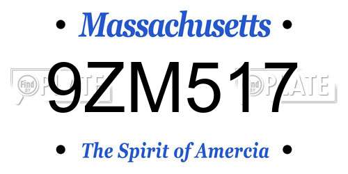 9ZM517 Massachusetts License Plate