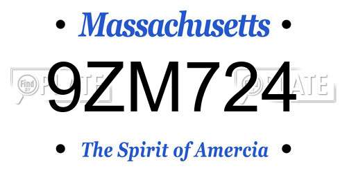 9ZM724 Massachusetts License Plate