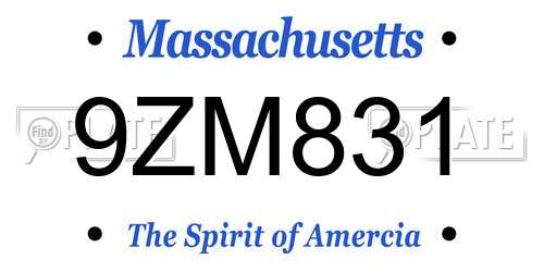 9ZM831 Massachusetts License Plate