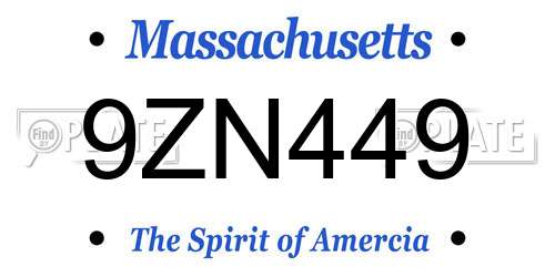 9ZN449 Massachusetts License Plate