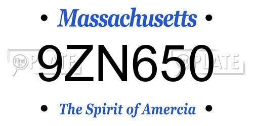 9ZN650 Massachusetts License Plate