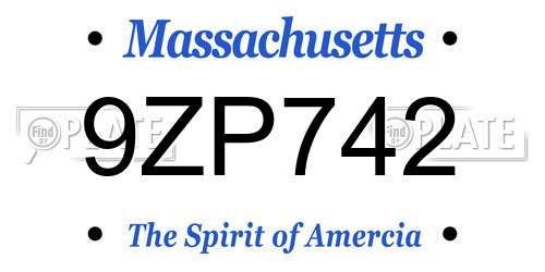 9ZP742 Massachusetts License Plate