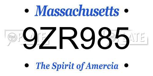 9ZR985 Massachusetts License Plate