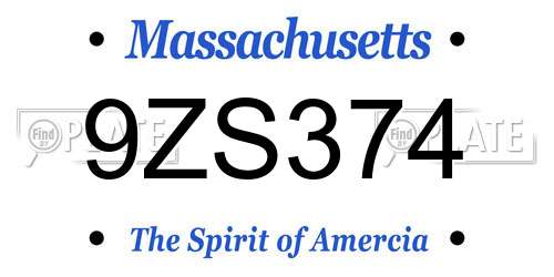 9ZS374 Massachusetts License Plate