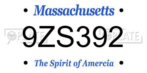 9ZS392 Massachusetts License Plate