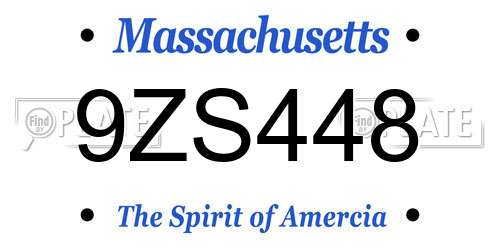 9ZS448 Massachusetts License Plate