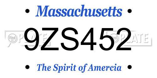 9ZS452 Massachusetts License Plate