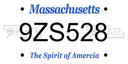 9ZS528 Massachusetts License Plate