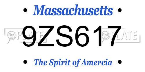 9ZS617 Massachusetts License Plate