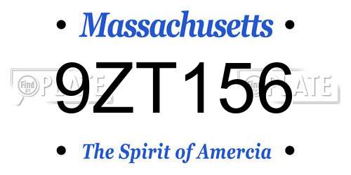 9ZT156 Massachusetts License Plate
