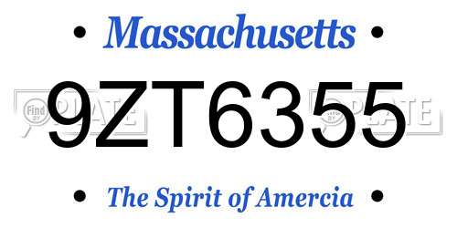 9ZT6355 Massachusetts License Plate