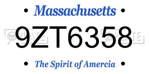 9ZT6358 Massachusetts License Plate