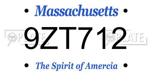 9ZT712 Massachusetts License Plate