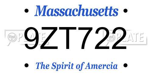 9ZT722 Massachusetts License Plate