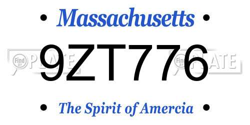 9ZT776 Massachusetts License Plate