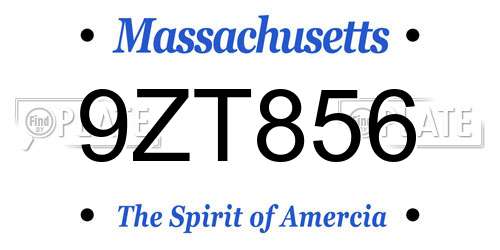 9ZT856 Massachusetts License Plate