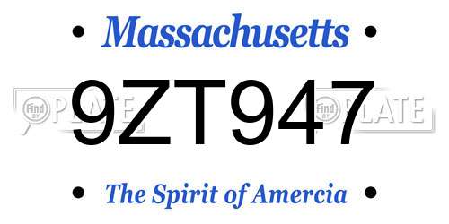 9ZT947 Massachusetts License Plate