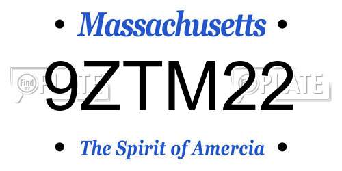 9ZTM22 Massachusetts License Plate