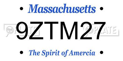 9ZTM27 Massachusetts License Plate