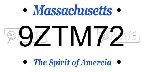 9ZTM72 Massachusetts License Plate