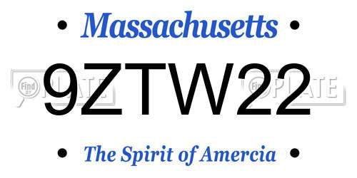 9ZTW22 Massachusetts License Plate