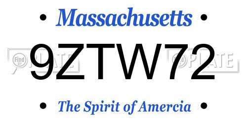 9ZTW72 Massachusetts License Plate