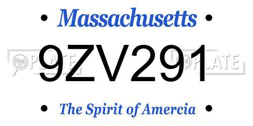 9ZV291 Massachusetts License Plate