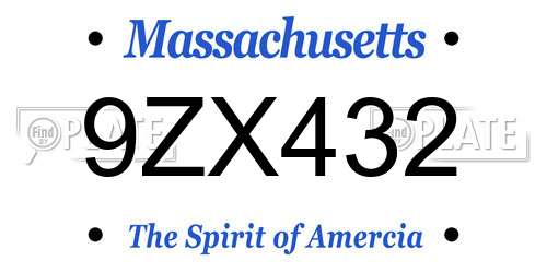 9ZX432 Massachusetts License Plate