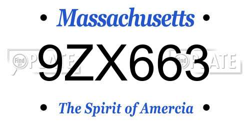 9ZX663 Massachusetts License Plate