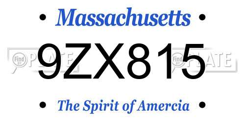 9ZX815 Massachusetts License Plate
