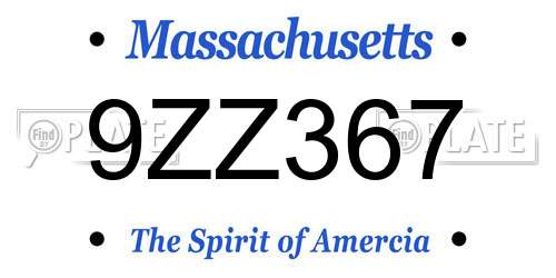 9ZZ367 Massachusetts License Plate