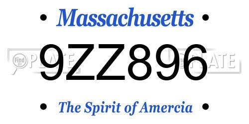 9ZZ896 Massachusetts License Plate