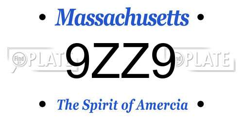 9ZZ9 Massachusetts License Plate