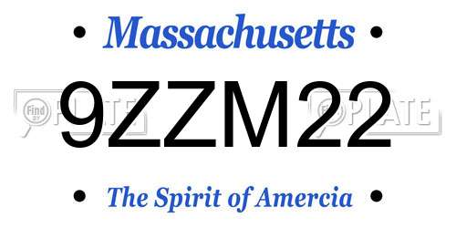 9ZZM22 Massachusetts License Plate