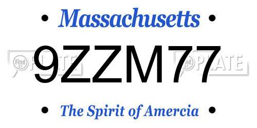 9ZZM77 Massachusetts License Plate