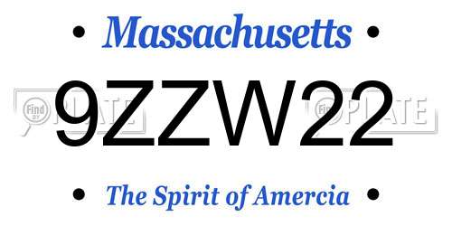 9ZZW22 Massachusetts License Plate
