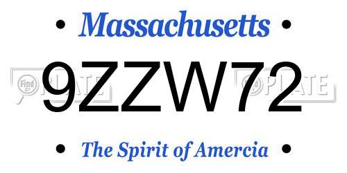 9ZZW72 Massachusetts License Plate