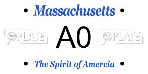 A0 Massachusetts License Plate