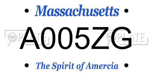 A005ZG Massachusetts License Plate