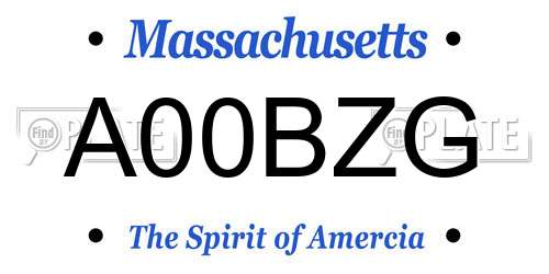 A00BZG Massachusetts License Plate