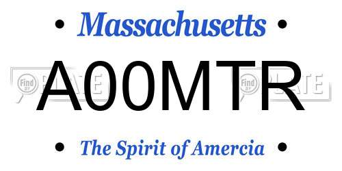 A00MTR Massachusetts License Plate