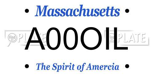 A00OIL Massachusetts License Plate