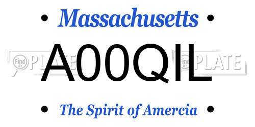 A00QIL Massachusetts License Plate